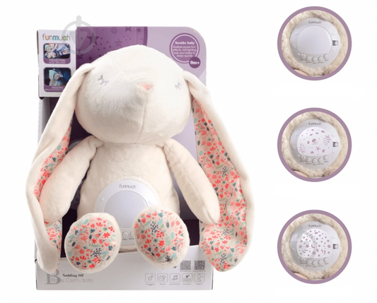 Conejito de peluche musical con luz nocturna y proyector (CA371-1)