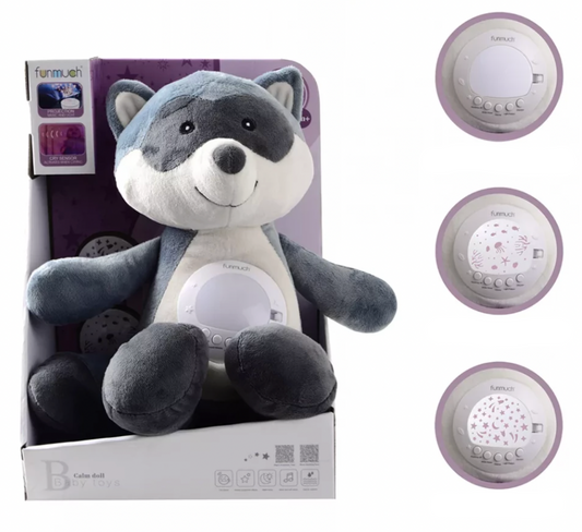 Peluche Mapache Musical con Luz Nocturna y Proyector (CA370-4)