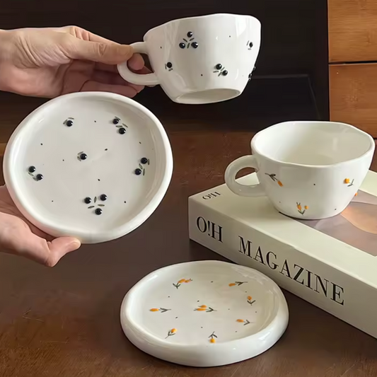 Cherry Blossom Ceramic Cup & Saucer Set (V1800-2)