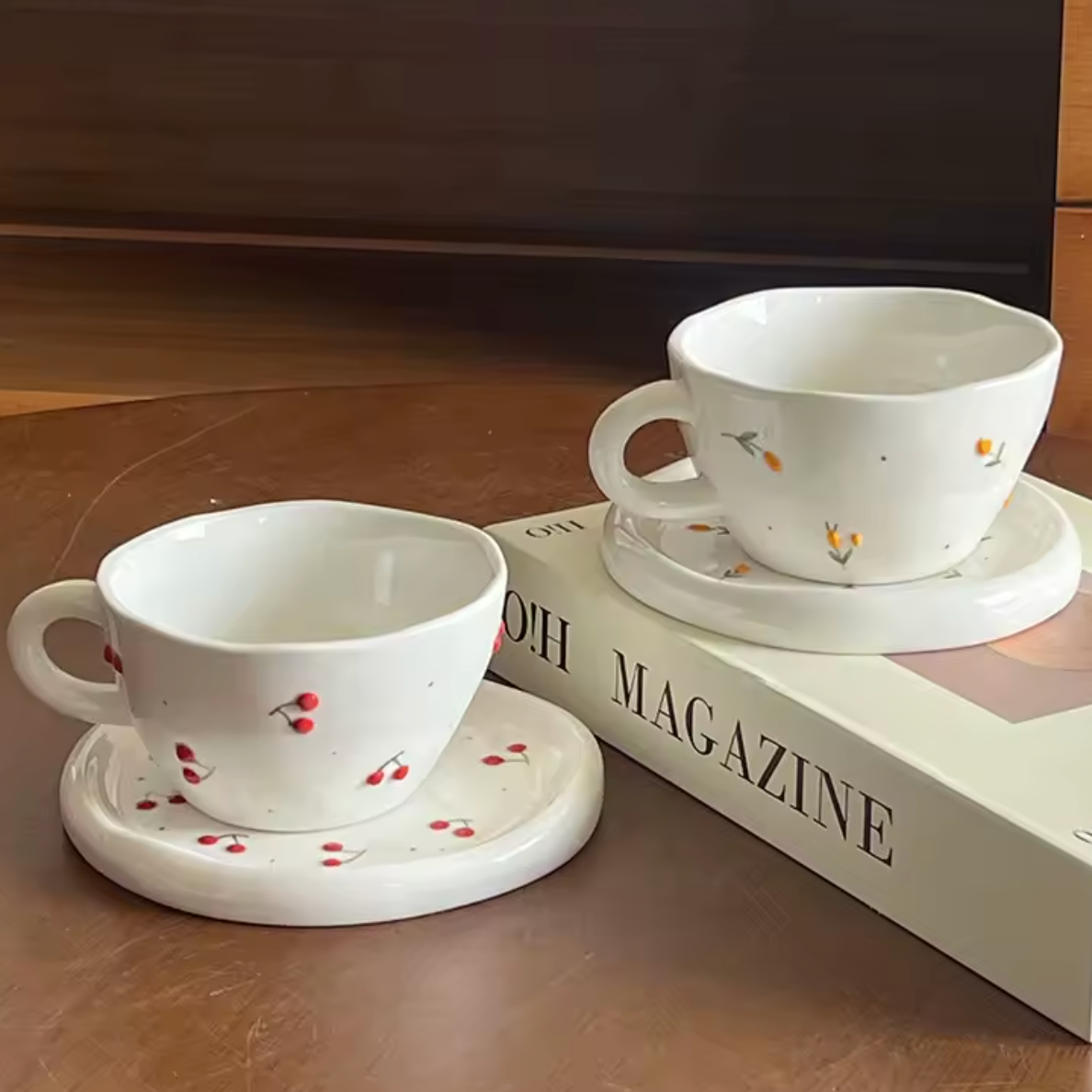 Cherry Blossom Ceramic Cup & Saucer Set (V1800-2)
