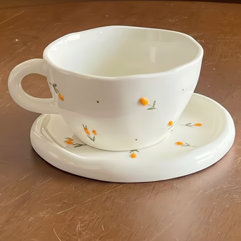 Cherry Blossom Ceramic Cup & Saucer Set (V1800-2)