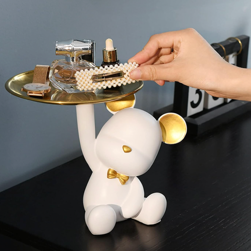 Cute Bear Statue with Storage Tray - CA397