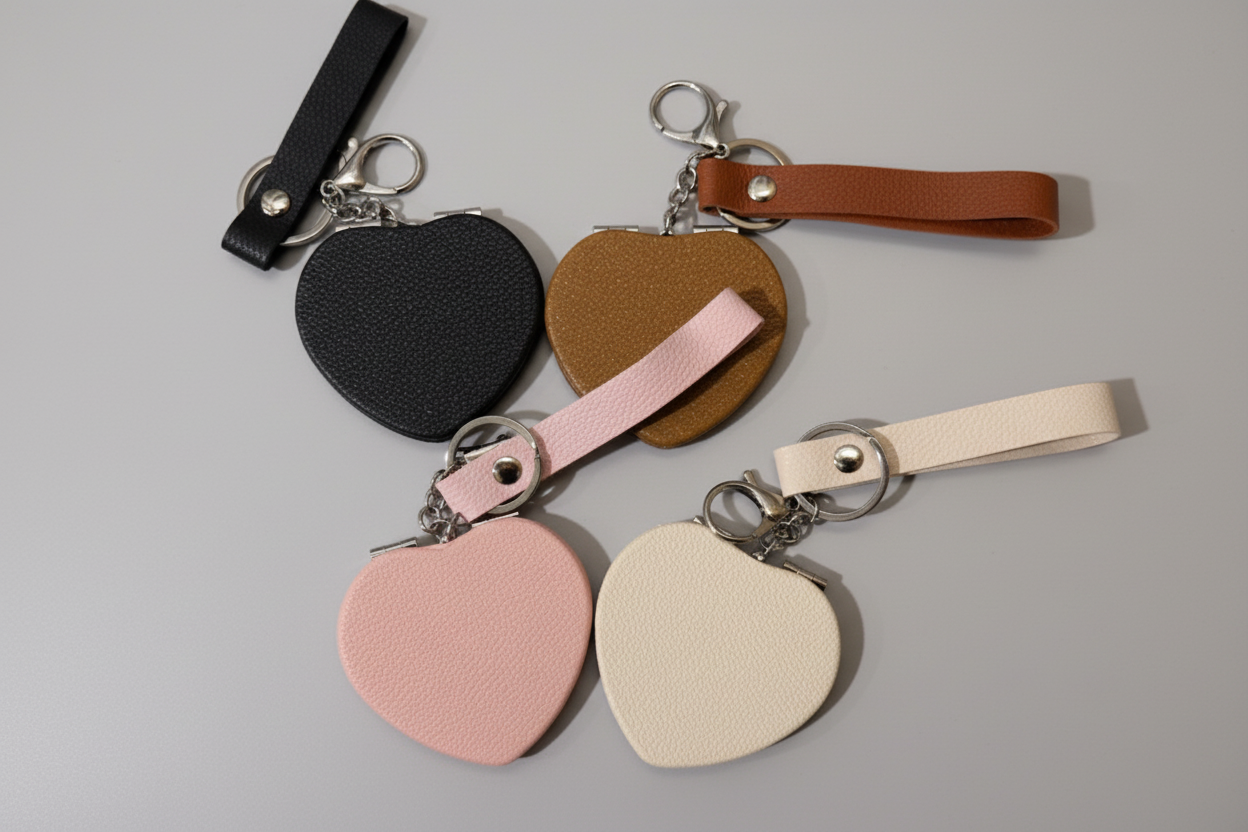 Heart Shaped Faux Leather Double Mirror - P5610-1