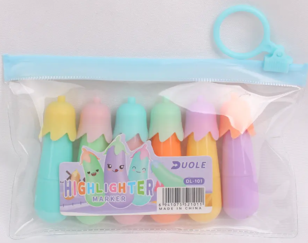Mini Eggplant Highlighter x 6Pcs DL-101