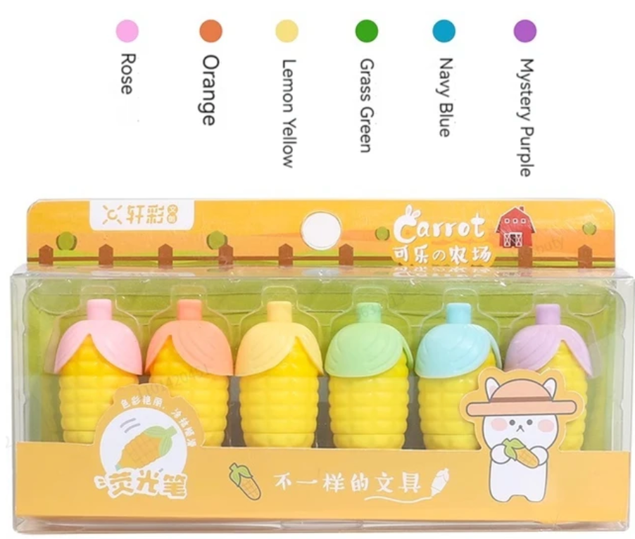 Corn Shape Highlighter x 6 Pcs XC-093