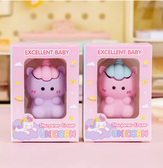 Kawaii Unicorn Eraser with Sharpener