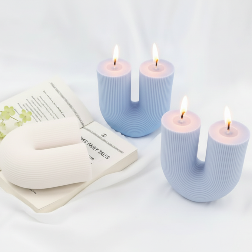 U-Shape Ribbed Candle  (CA057-7)
