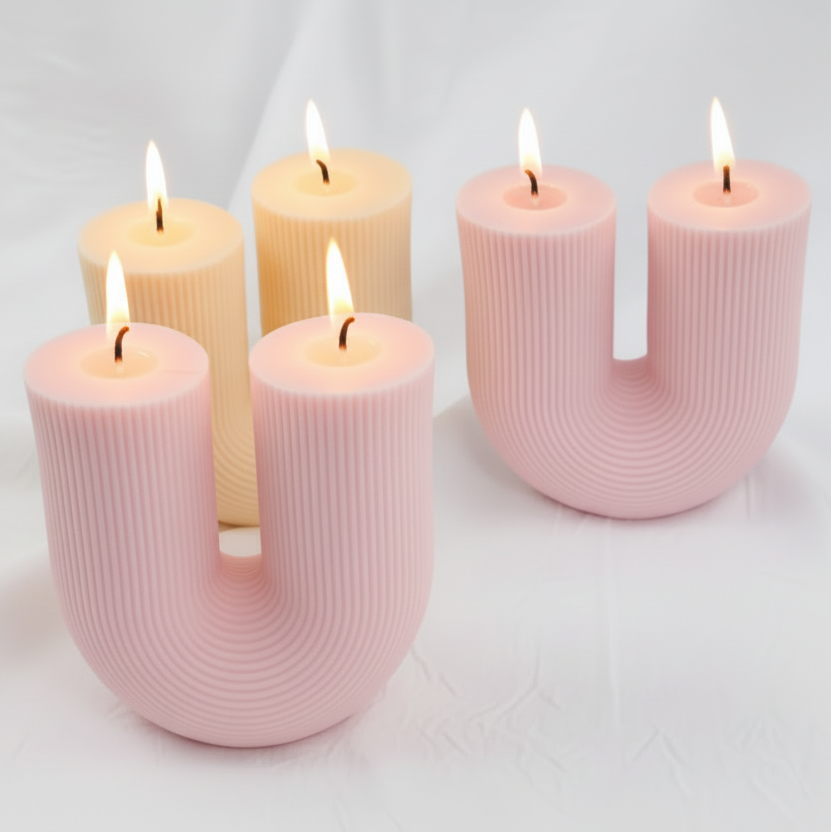 U-Shape Ribbed Candle  (CA057-7)