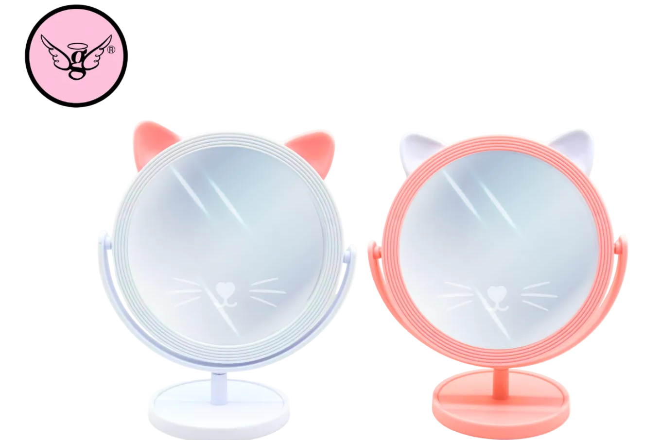 Espejo de tocador con base abatible y diseño de orejas de gato - 307