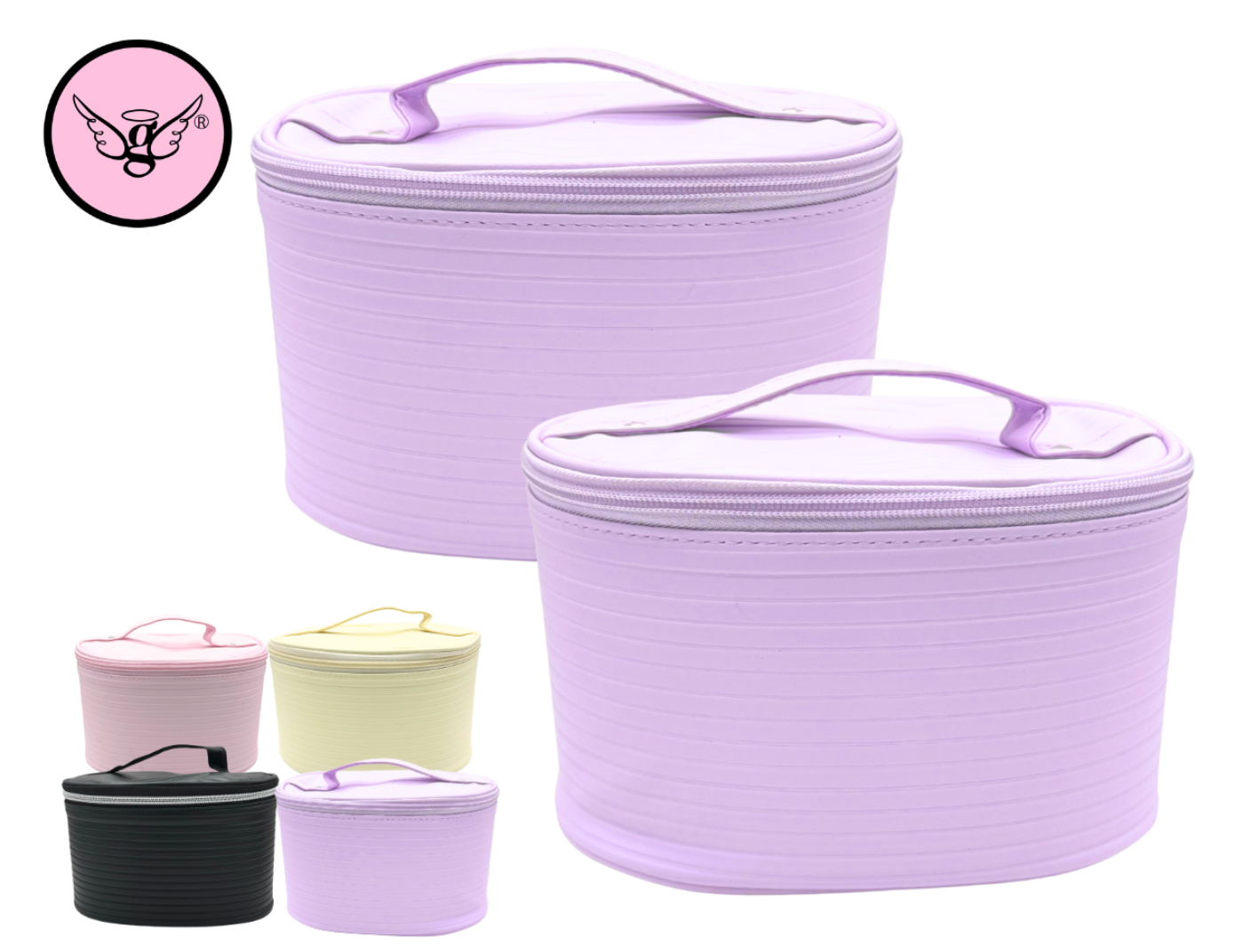 Ribbed Oval Cosmetic Bag Set – 2Pcs / BAO-612