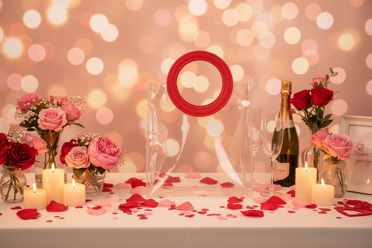 Bolsa de regalo de PVC transparente con asa 597-14