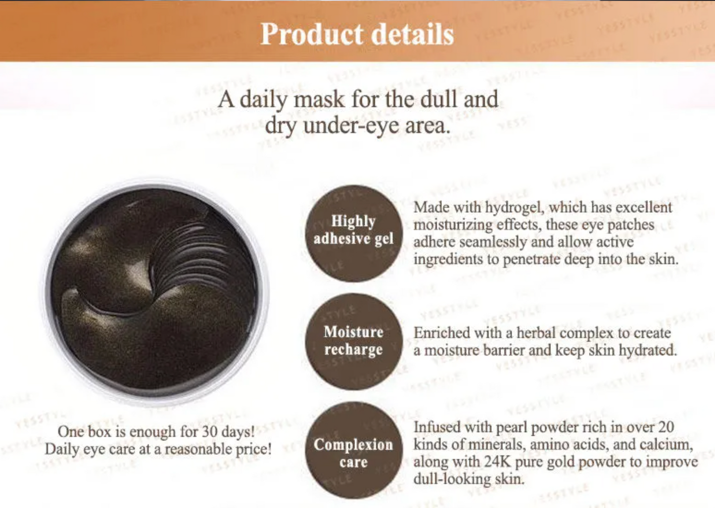 PETITFEE Black Pearl & Gold Eye Patches (60 pcs)