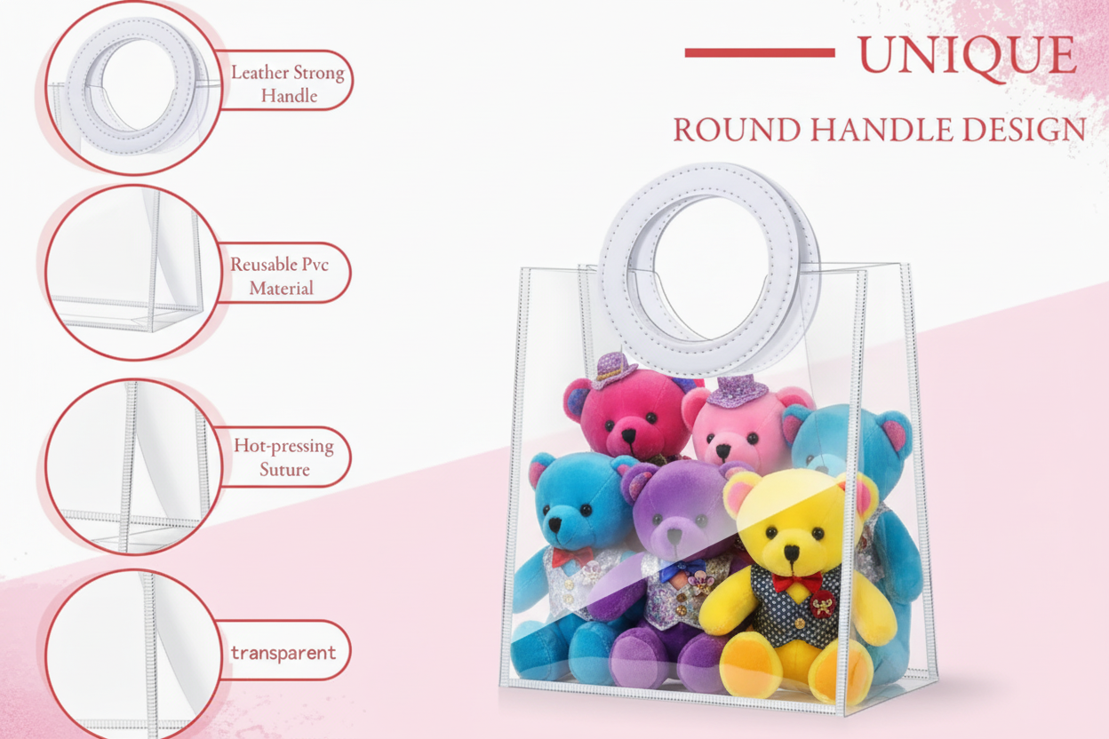 Bolsa de regalo de PVC transparente con asa 597-14