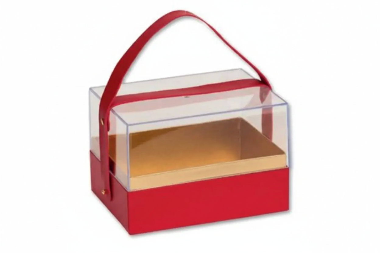 Caja de almacenamiento de acrílico transparente roja (1034)