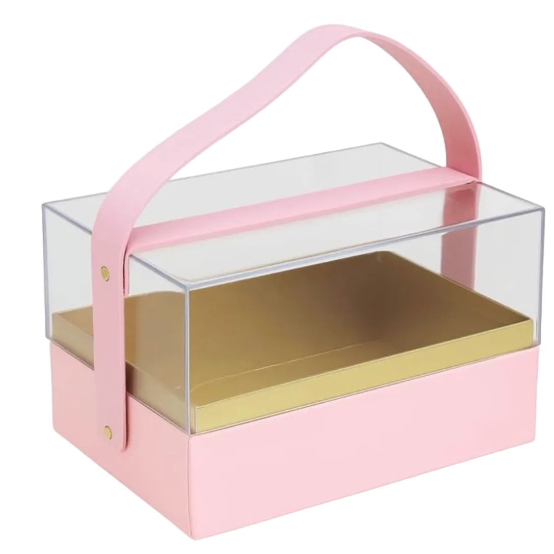 Caja de almacenamiento de acrílico transparente rosa /1037
