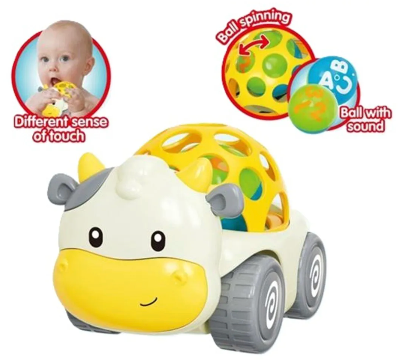 Mini coche de juguete con forma de vaca que se puede tirar hacia atrás CA434