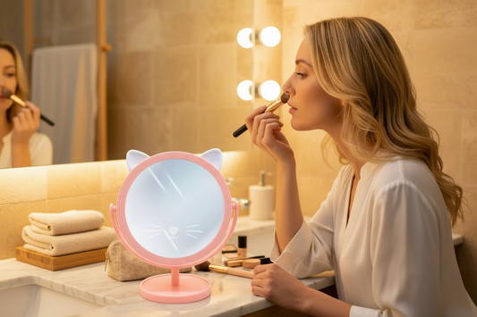 Espejo de tocador con base abatible y diseño de orejas de gato - 307