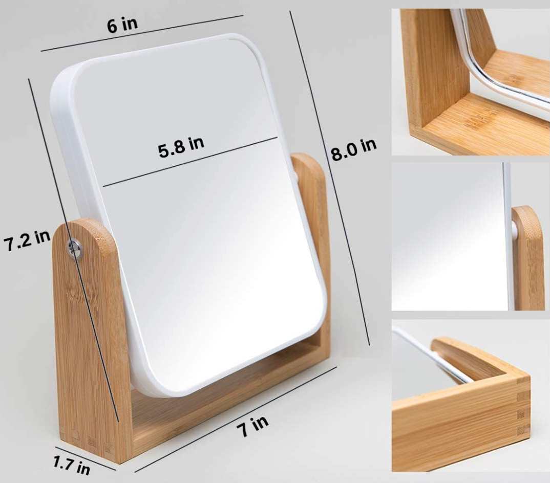 Espejo de tocador con soporte de madera Q002