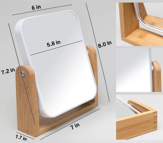 Espejo de tocador con soporte de madera Q002