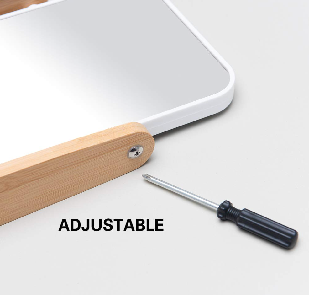 Espejo de tocador con soporte de madera Q002