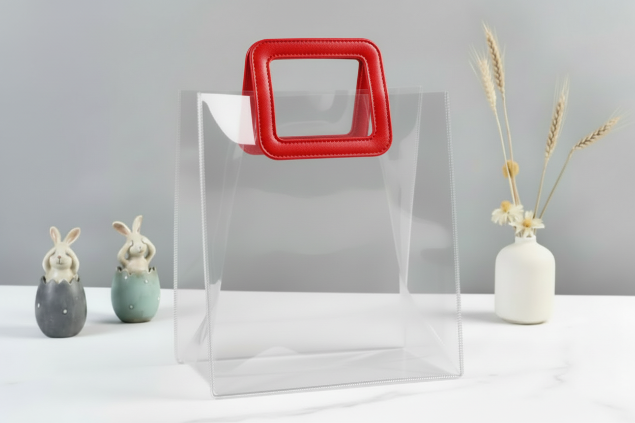 Bolsa de regalo de PVC transparente con asa 597-13