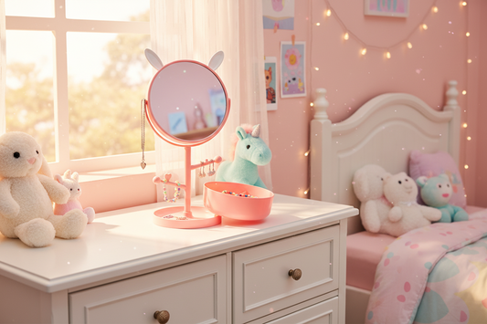 Rabbit Ear Vanity Mirror with Organizer Base - A05