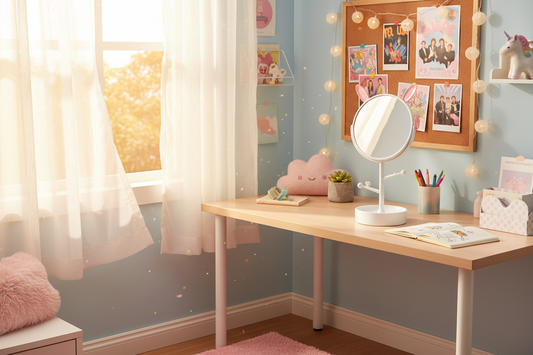 Rabbit Ear Vanity Mirror with Organizer Base - A05