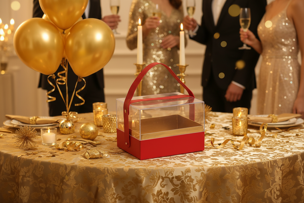 Caja de almacenamiento de acrílico transparente roja (1034)