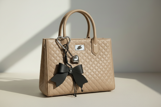 Llavero con dije de lazo y corazón – Negro | Ref. CA095-1 