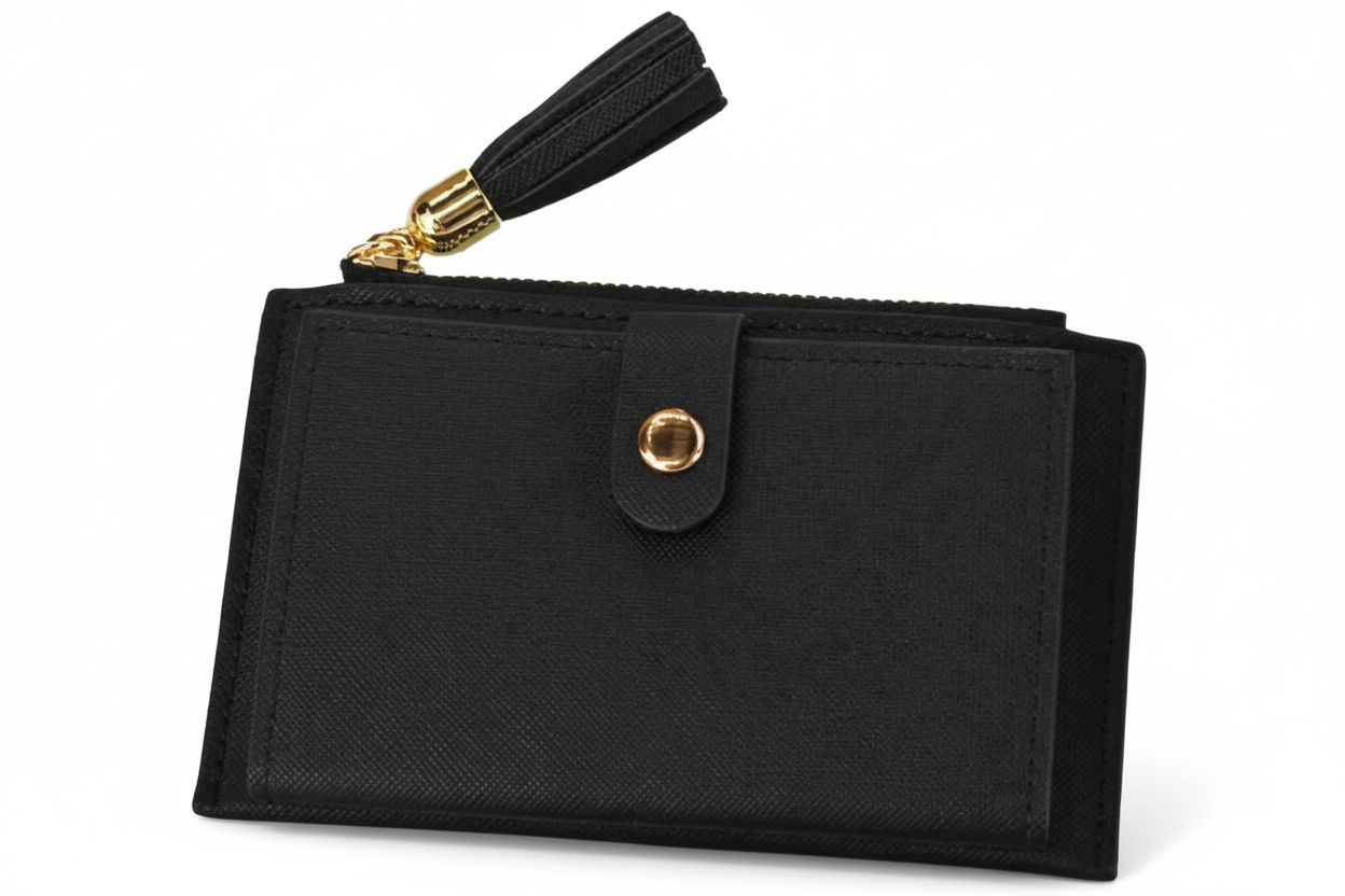 Tarjetero compacto con cremallera y cierre a presión - CA104