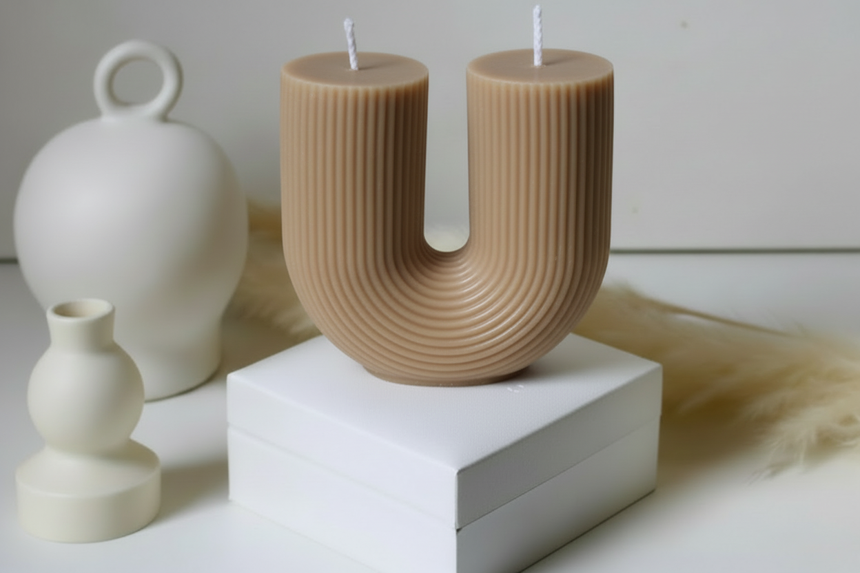 U-Shape Ribbed Candle  (CA057-7)