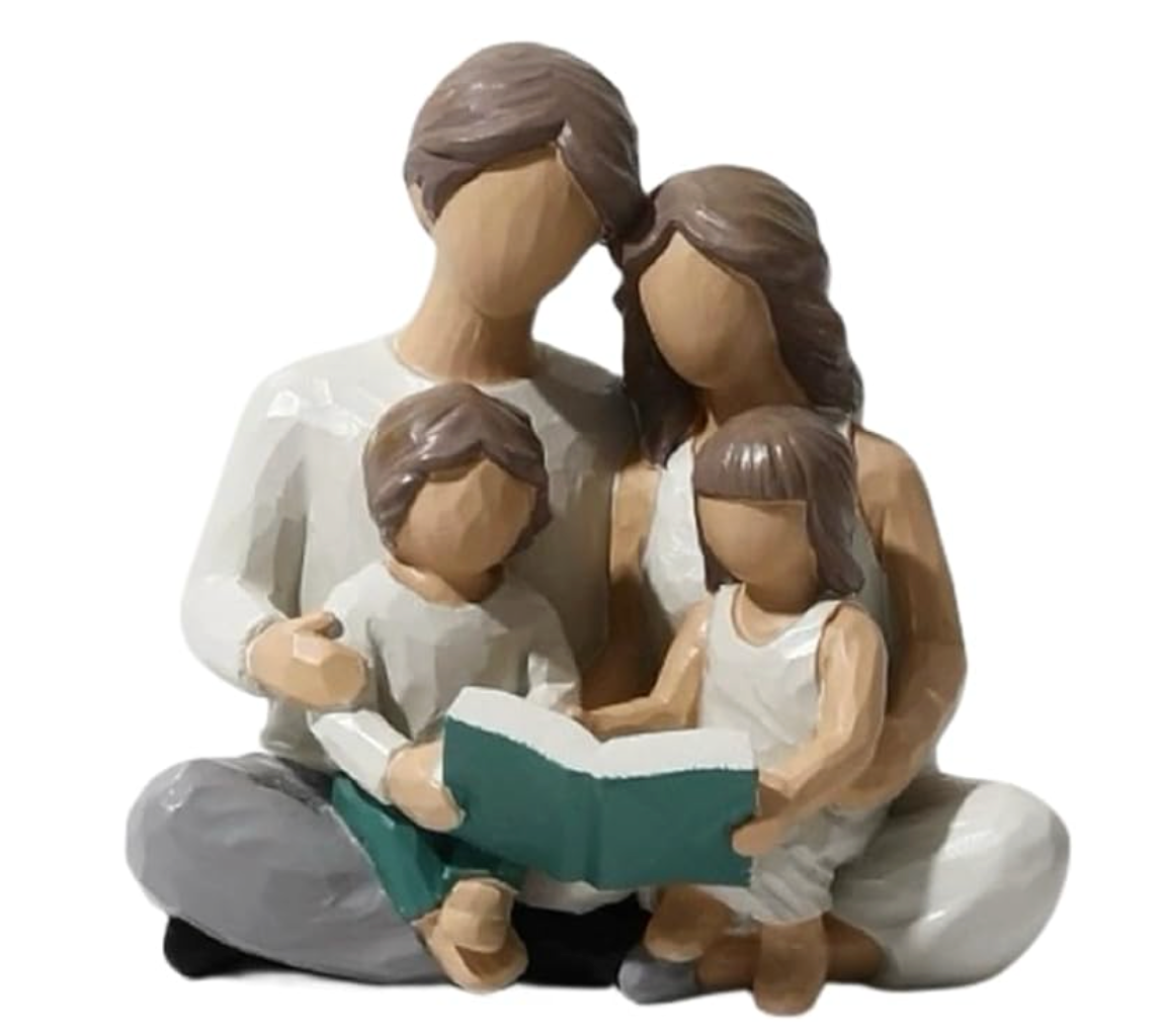 Resin Family Sculpture Parents and Son & Daughter- CA399