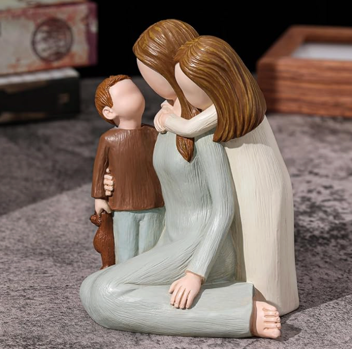 Resin Family Sculpture Mother with Son & Daughter - CA400