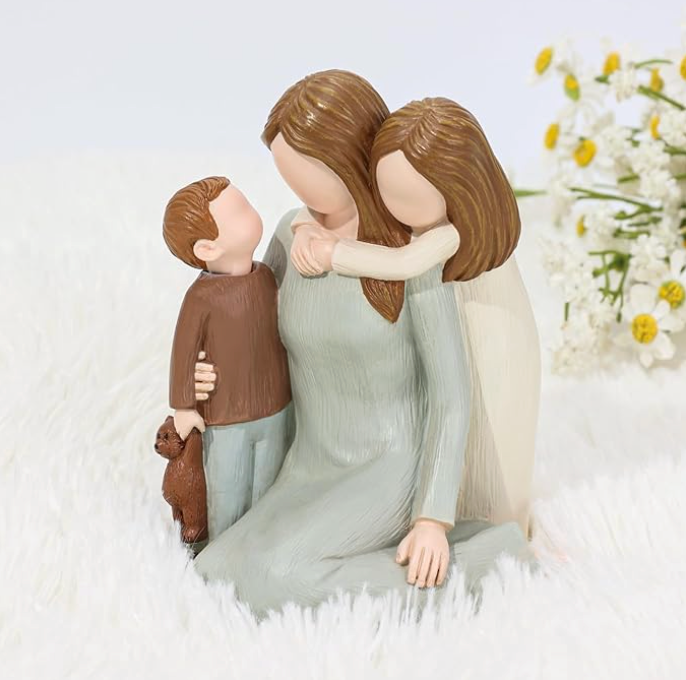 Resin Family Sculpture Mother with Son & Daughter - CA400