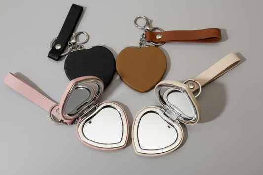 Heart Shaped Faux Leather Double Mirror - P5610-1