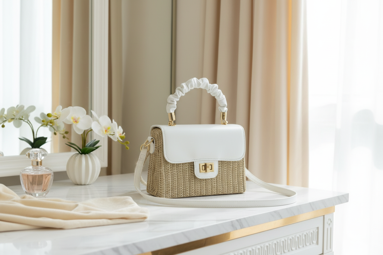 Elegant Woven Straw Crossbody Bag- CA166