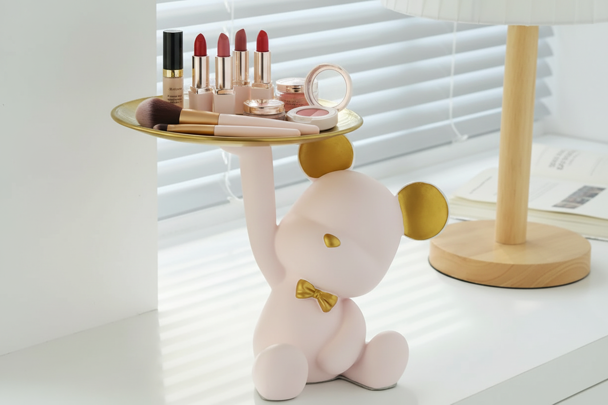 Cute Bear Statue with Storage Tray - CA397