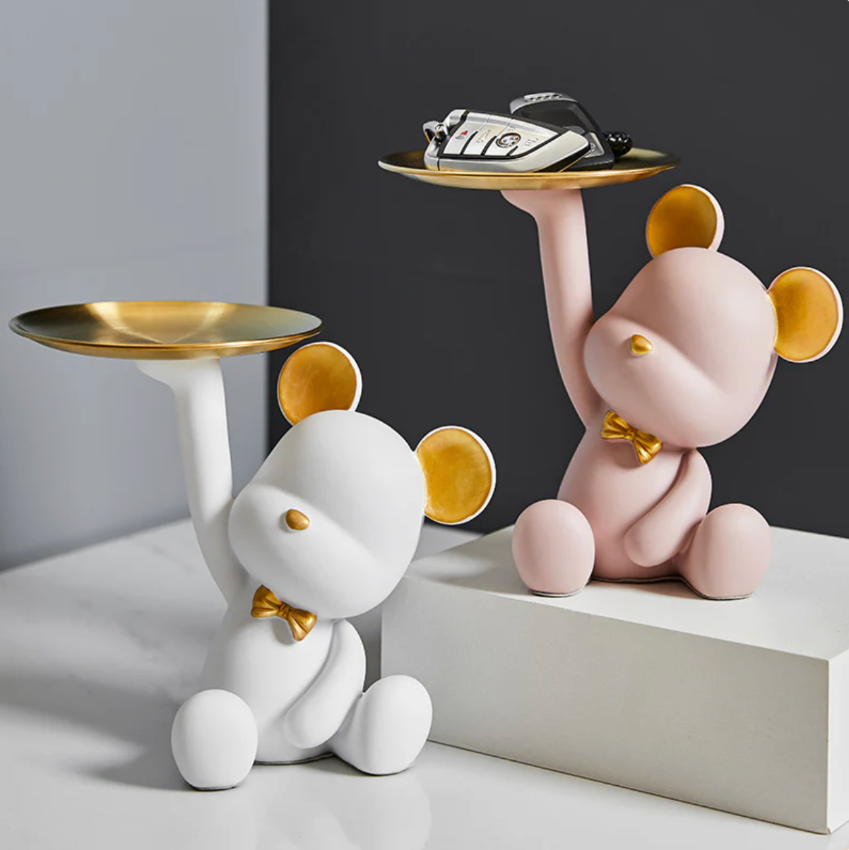 Cute Bear Statue with Storage Tray - CA397