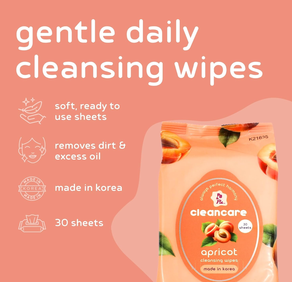 Apricot CleanCare Cleansing Wipes.