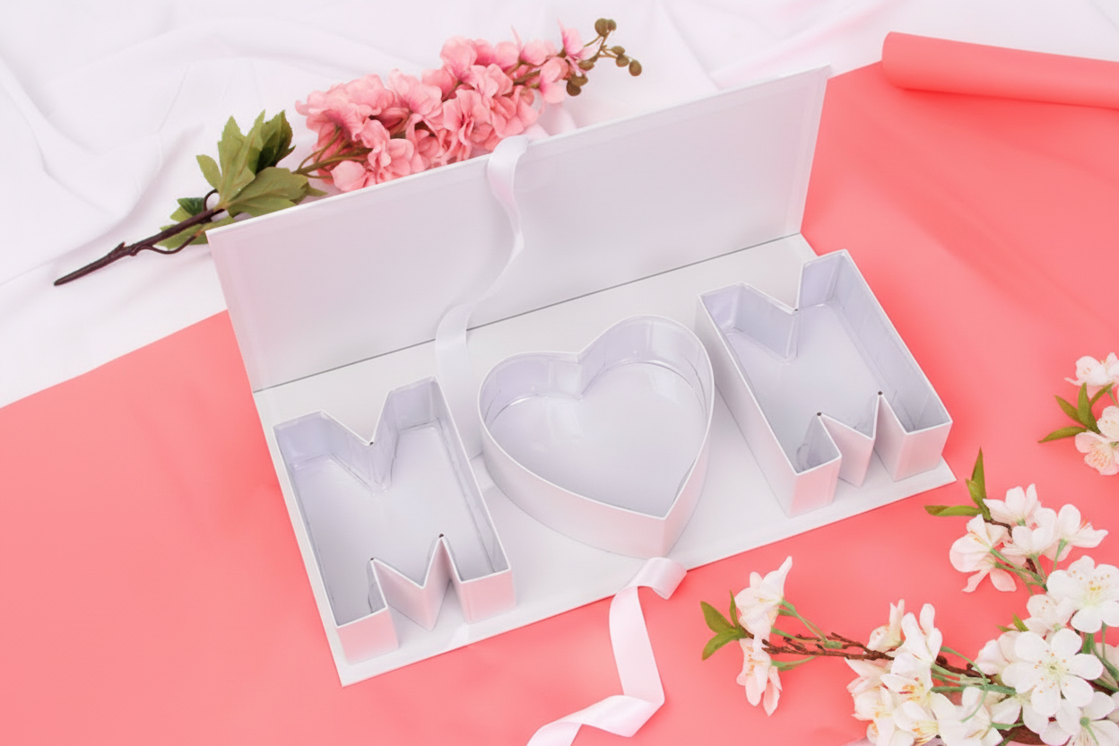 “MOM” Gift Box – Heart-Shaped Flower Arrangement Box 💝 CA485