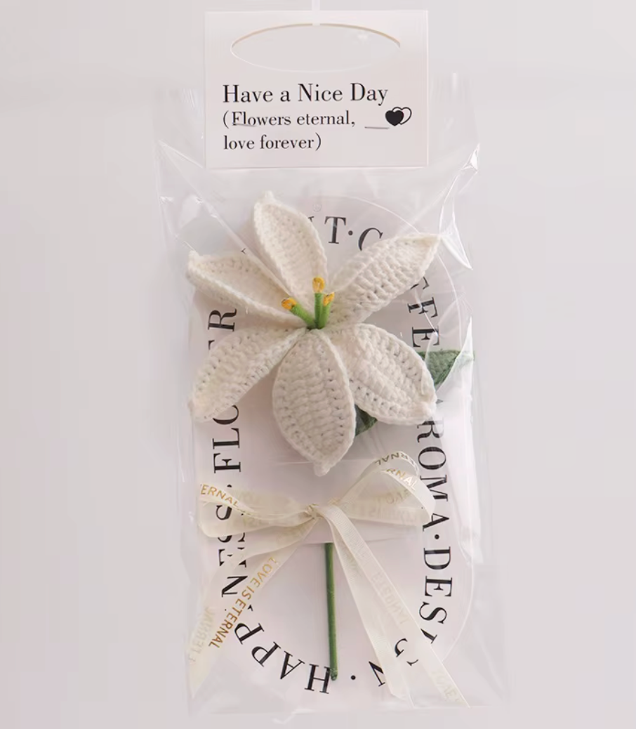 Handmade Crochet Lily Flower – Ready-to-Gift Knitted Bouquet 🌼CA479