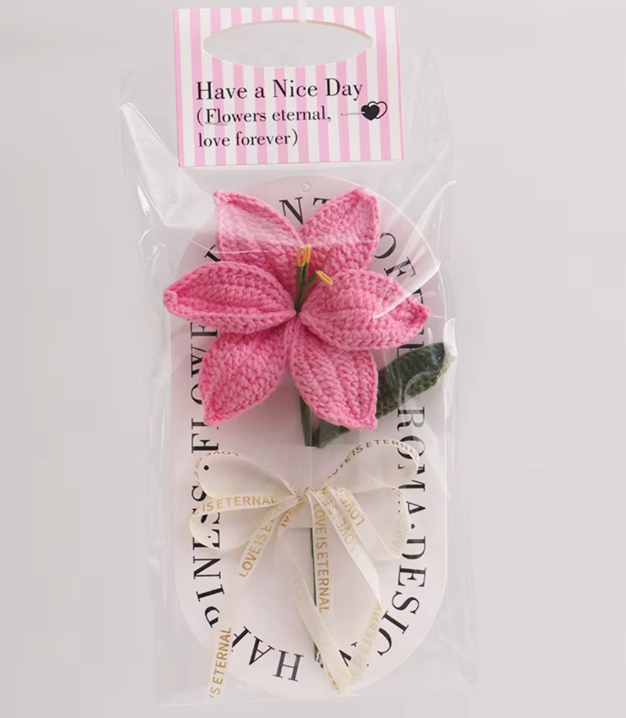 Handmade Crochet Lily Flower – Ready-to-Gift Knitted Bouquet 🌼CA479
