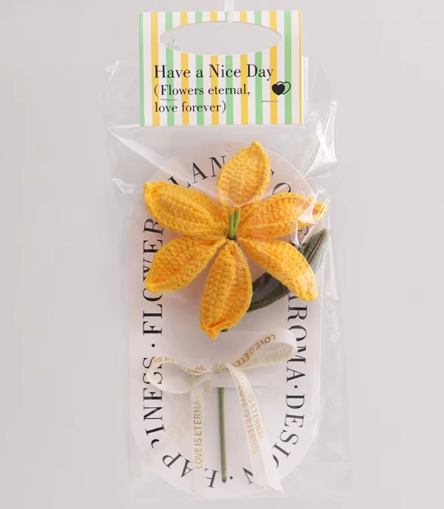 Handmade Crochet Lily Flower – Ready-to-Gift Knitted Bouquet 🌼CA479