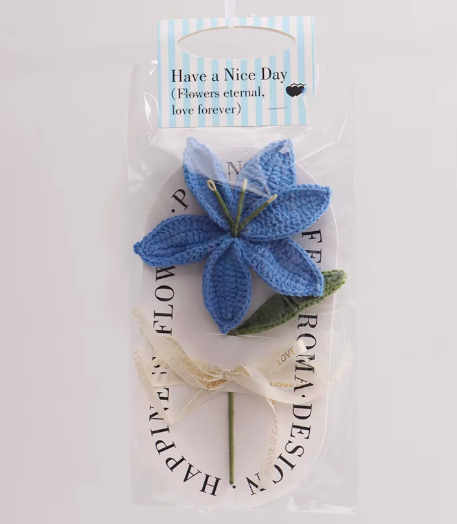 Handmade Crochet Lily Flower – Ready-to-Gift Knitted Bouquet 🌼CA479