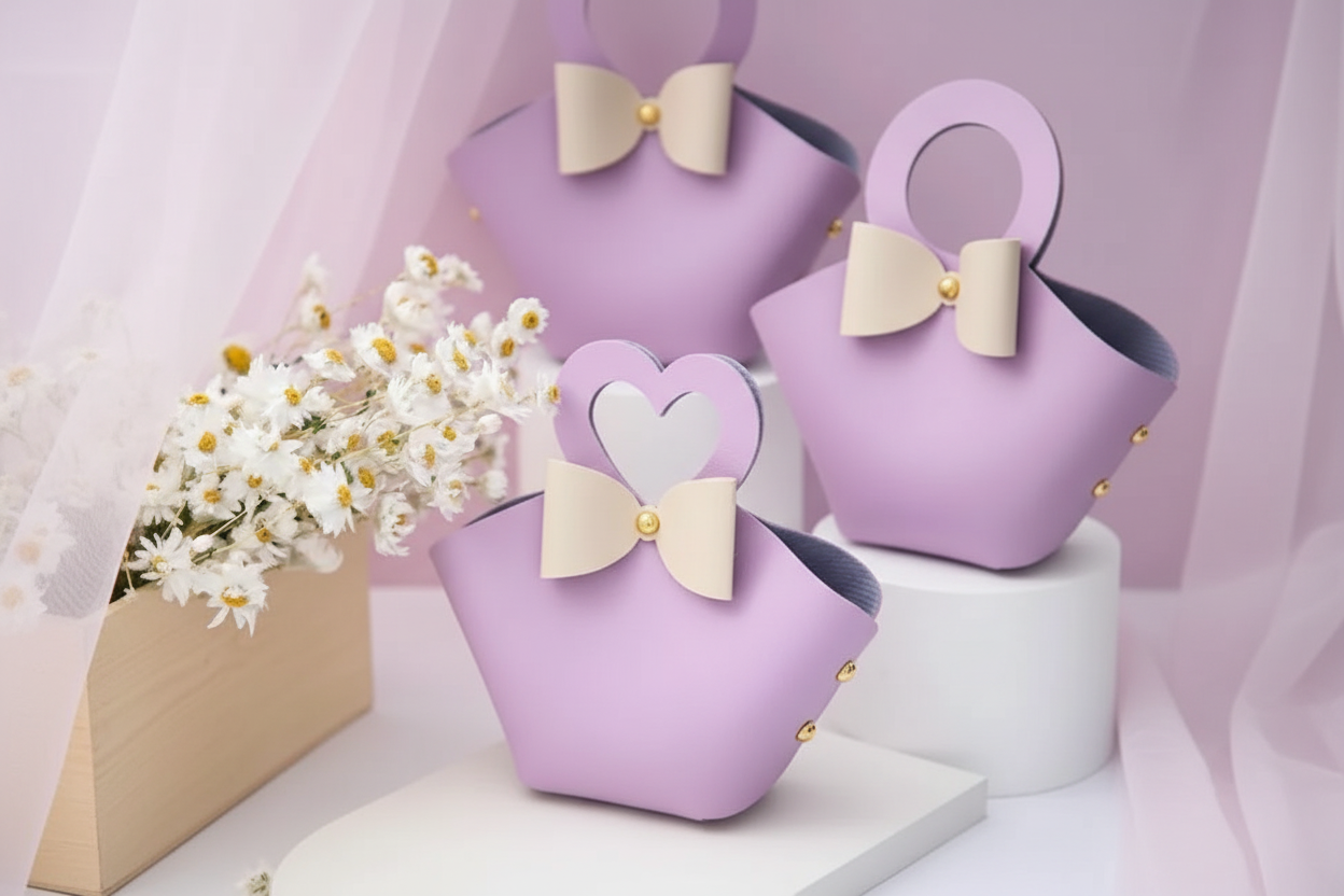 Elegant Gift Basket with Bow – Heart Handle 💖CA666