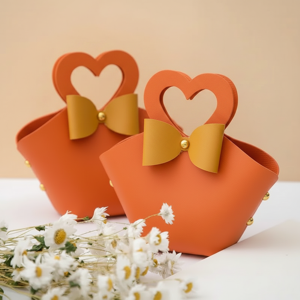 Elegant Gift Basket with Bow – Heart Handle 💖CA666