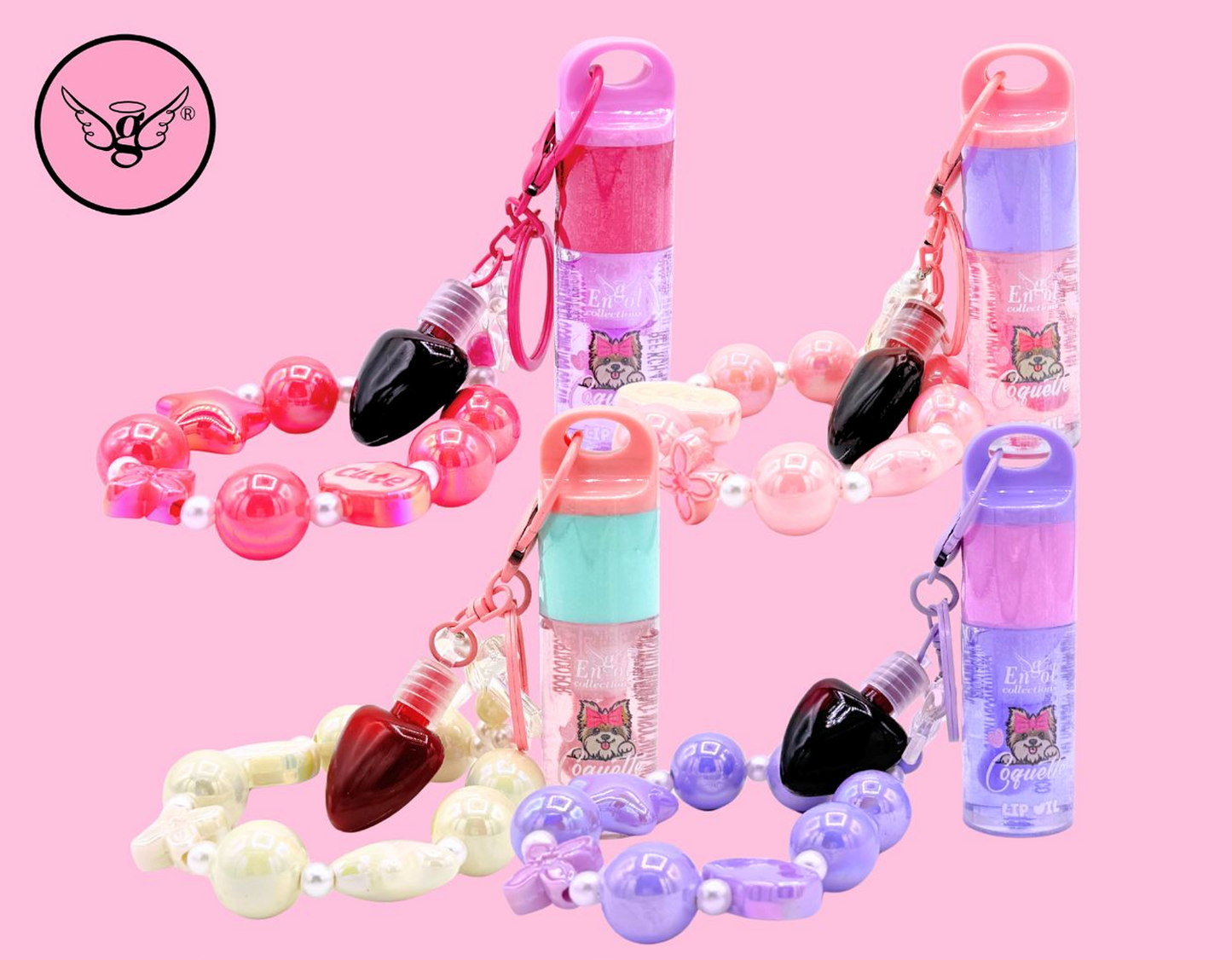 Lip gloss with keychain and mini lip tint by Engol Collections KCH-431
