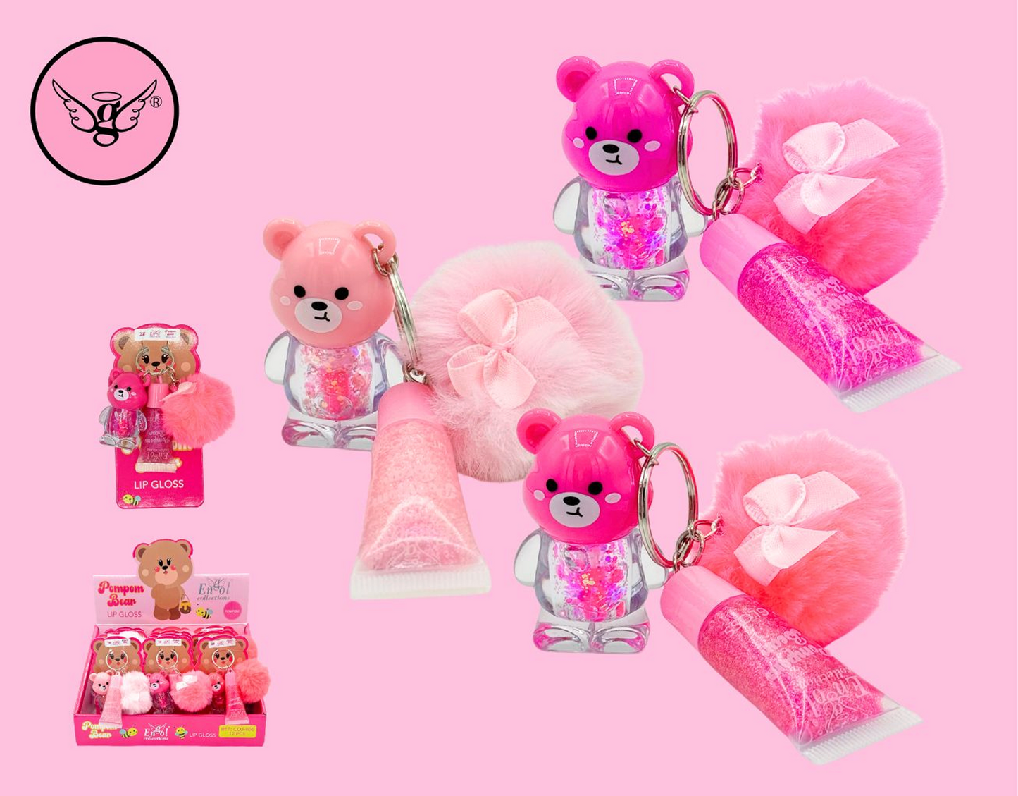 Bear Charm Beauty Set Lip Gloss Keychain – COJ-404 🐻💖