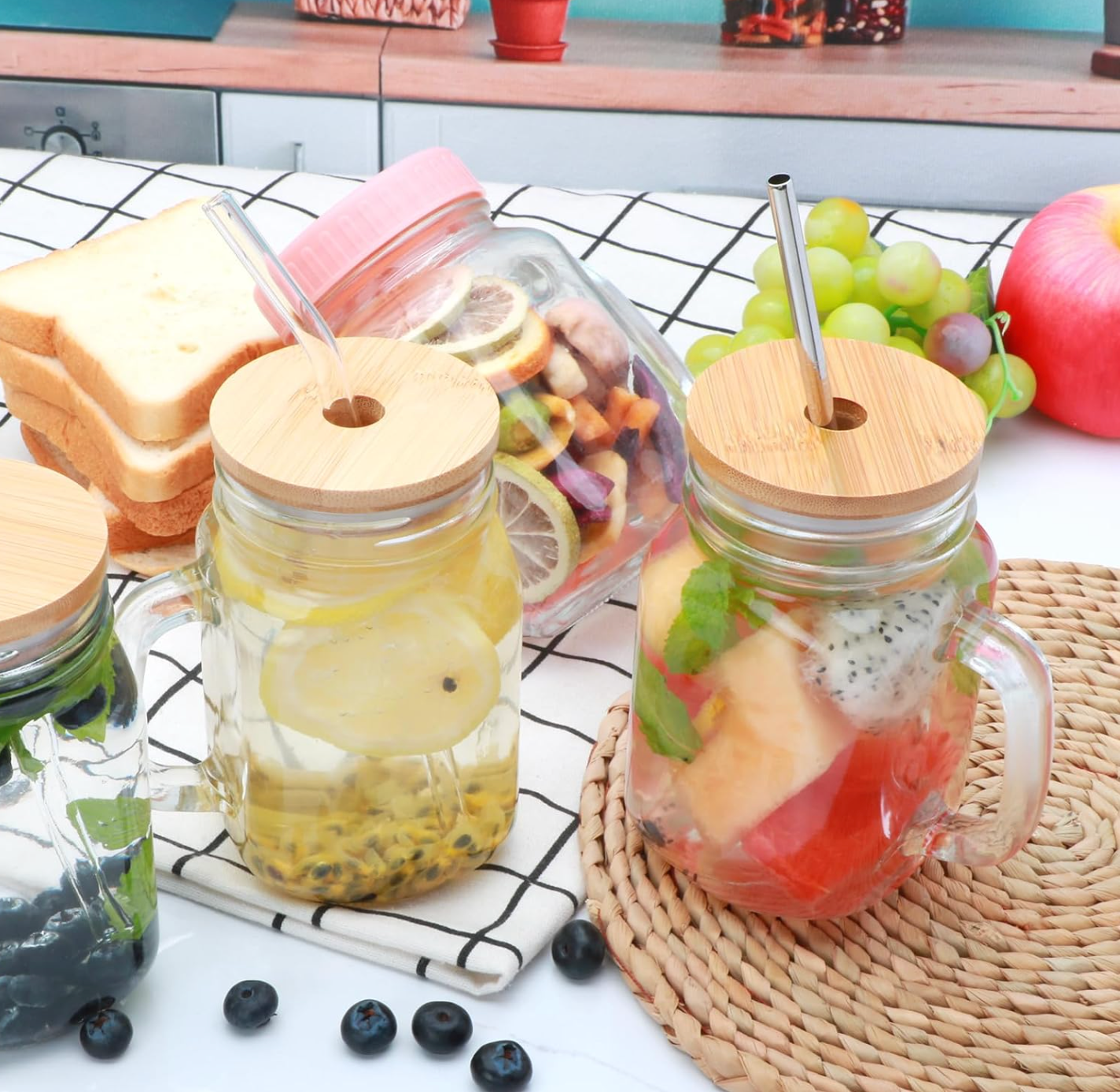 16 oz Jar Cup with Handle & Accessories Set – Customizable | Ref. CA230