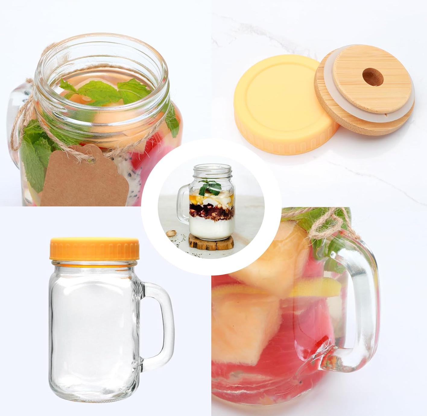 16 oz Jar Cup with Handle & Accessories Set – Customizable | Ref. CA230